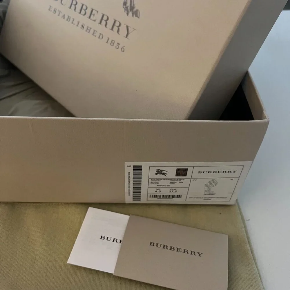 Burberry Brit Check White Leather Goldfinch Wedge Women's Sandals - Picture 15 of 15
